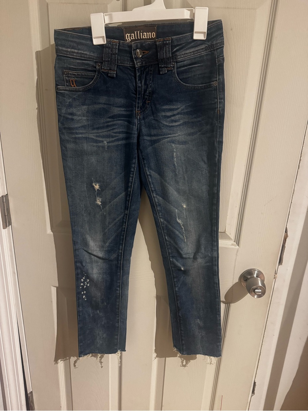John Galliano Distressed Indigo Cropped Jeans
